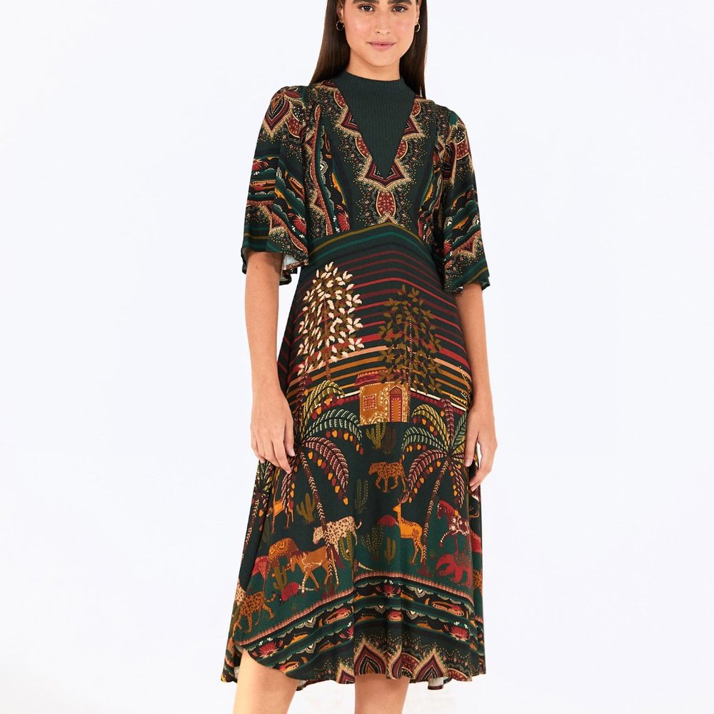 Anthropologie Farm Rio Boho Print Midi Dress